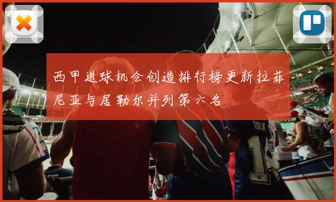 西甲进球机会创造排行榜更新拉菲尼亚与居勒尔并列第六名